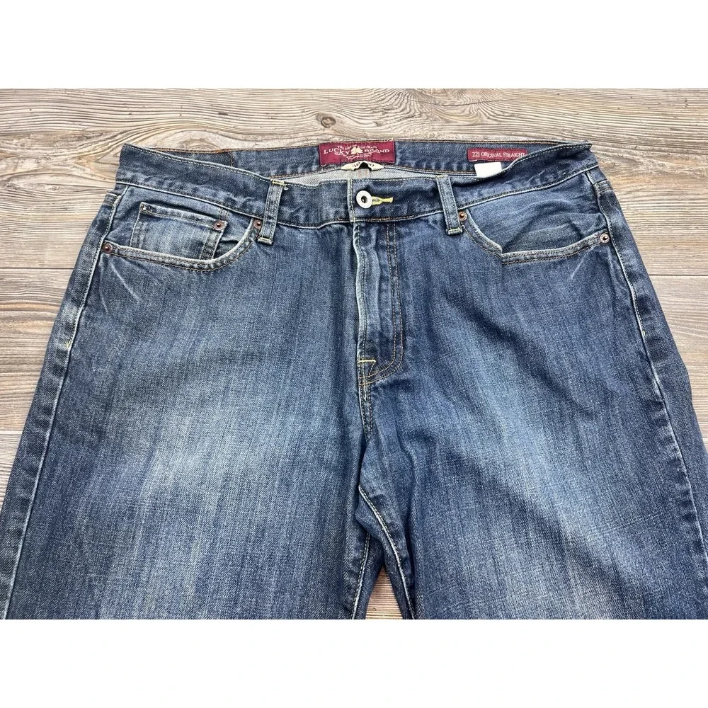 Lucky Brand 221 Original Straight Leg Blue Denim Jeans‎ Mens 36/30